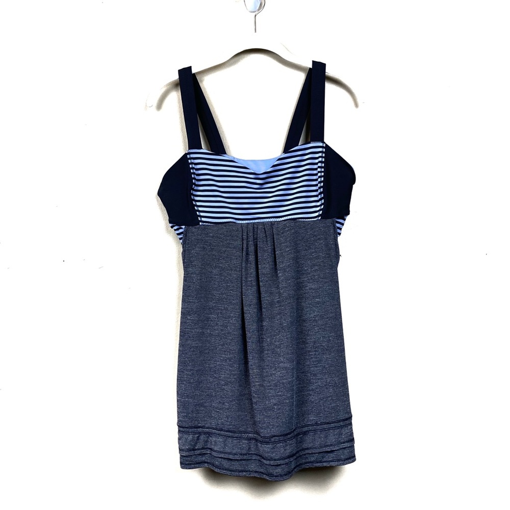 lululemon athletica Navy and Light Blue Striped Tank Top